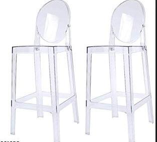 Set of (2) Clear Counter Height Stools