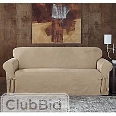 SURE FIT(R) DESIGNER SUEDED TWILL SOFA SLIPCOVER IN TAUPE