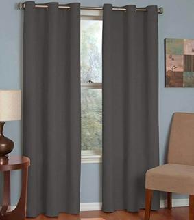 Eclipse Microfiber 42x95" 2 Thermaback Grommet Blackout Window Panels, Smoke