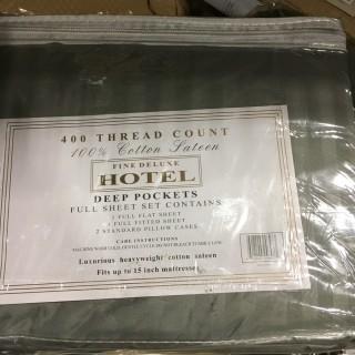 400 Thread Count 100% Cotton Sateen Sheet Set, Silver, Full