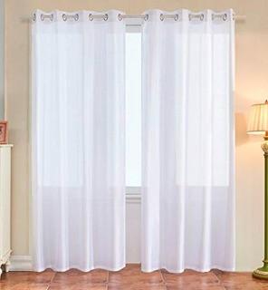 Schacher Solid Semi-Sheer Thermal Curtain Panels, White 52x95"