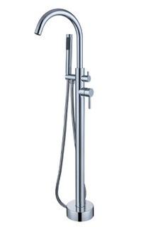 Kebo Single Handle Floor Mounted Freestanding Tub Filler, Chrome