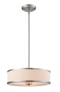 Z-Lite 183-16 Cameo -16" Three Light Convertible Pendant, Brushed Nickel Finish with White Fabric Shade
