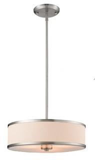 Z-Lite 183-16 Cameo -16" Three Light Convertible Pendant, Brushed Nickel Finish with White Fabric Shade