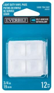 (6)Everbilt 3/4 inch Self-Adhesive Vinyl Surface Bumpers (12 per Pack)