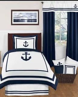 Sweet JoJo Anchors Away 4 Piece Comforter Set; Comforter, Pillow Sham, Decorative Pillow, Wondow Valance 