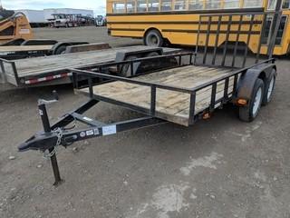 2015 Carry-On Trailers 6'6"x12' T/A Ball Hitch Deck Trailer c/w 3,500LB Axles, Metal Sides, Fold Down Ramp, 205/75/15 Tires. S/N 4YMUL1228FN010223 
