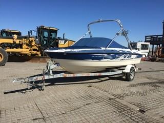 Bayliner Flight Series Boat c/w Inboard/Outboard, Trailer S/N 5KTBS21108F500183. Requires Repair. S/N 185BR8595 