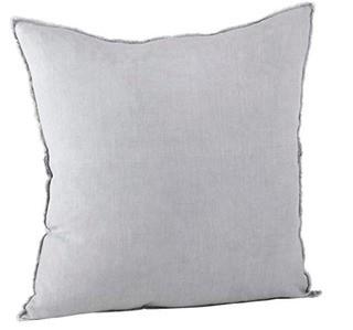 Scribner Linen Throw Pillow Down-Filled 20", Grey-Blue