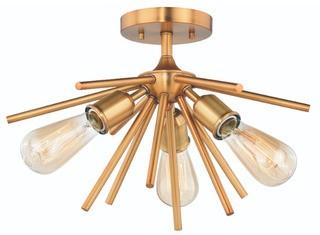 Berryhill 3-Light Semi Flush Mount Natural Brass