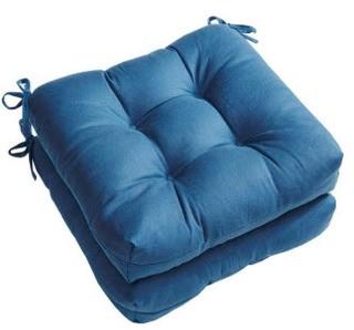 Madison Park MP31-5462 Ridge Linen Square Chair Pad Pair - Navy