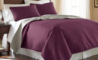 Stotts 3 Piece Reversible Coverlet Set King, Vintage Violet / Silver