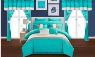 Osier 24 Piece Bed-In-a-Bag Comforter Set, King, Turquoise