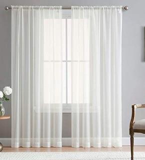 (3)Brushgrove Solid Sheer Rod Pocket Window Curtain Panel Pair 108x84"