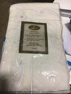 (2) Embroidered Pillow Sham, Queen Size/Standard, Ivory