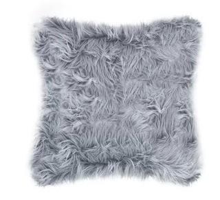 (2)Gaetane Faux Fur Throw Pillow, Grey