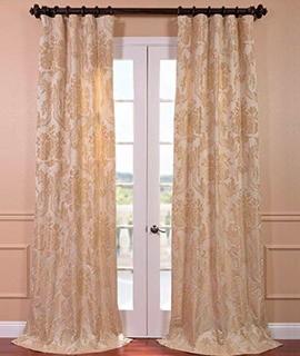 (2)Ballsallagh Faux Silk Jacquard Curtain Panels, Champagne, 50x108"