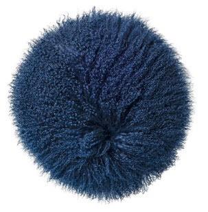 Hohman Mongolian Lamb Faux Fur Throw Pillow, Navy