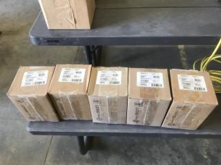 Quantity of electrical fittngs, flourescent light louvers, flood light, hoffman JB heaters, Detronics O2 Sensor, Danaher motion motor (EP36242108756BC. Assorted HPS lamps. NOTE:   Steel container not included in sale