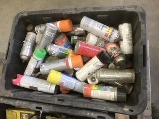 Qty of Spray Paint Cans assorted colors. Assorted Straps and mechanical devices, misc gaskets