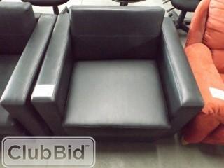 Qty of (2) Black Leather Arm Chairs