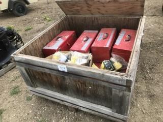 Qty Of 10 Jet Tool Boxes And Assorted Tools, Pinch Bars, Safety Lanyards 