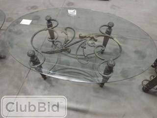 Glass Top Coffee Table Oval 50"x32"