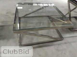 Square Glass Top Coffee Table 34"x34" & Qty of (2) Square Glass Top Side Tables 2'x2'