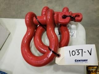  (2) Unused Crosby 1 1/4", 12 Ton Screw Pin Shackle
