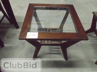 Glass Top Wood Side Table 22"x22" 