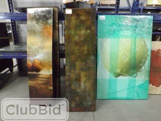 Qty of (3) Vertical Textured Paintings 5'x18"