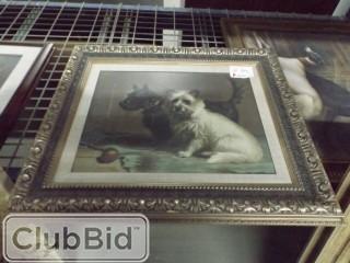 Dog Painting w/Ornate Frame 28"x3'