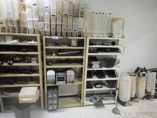 Qty Of (3) Shelving Units C/w Assorted Vending And Coffee Machine Parts.