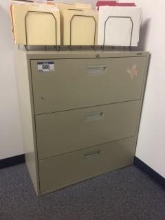 Metal 3-Drawer Filing Cabinet C/w Contents.