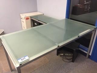 L-Shaped Glass Top Office Desk 