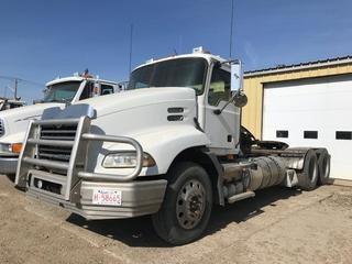 Selling Off-Site 2009 Mack CXU613 T/A Day Cab Truck Tractor, Eaton Fuller 18 Speed Transmission, Chelsea PTO, 11R 24.5 Tires, Excelaguard Grill Guard, 1,144,706 kms, 35,893 hrs, S/N 1M1AW07Y99N006149.  Location:  339 Aquaduct Dr., Brooks, AB Call Tim For Further Information 403-968-9430.