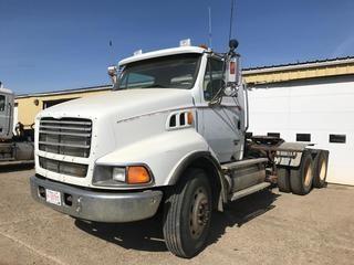Selling Off-Site 2004 Sterling LT9500 T/A Day Cab Truck Tractor, Mercedes OM 460, Eaton Fuller 18 Speed Transmission, Chelsea PTO, 11R 24.5 Tires, 733,150 kms, 25,956 hrs, S/N 2FWJAZCV34AM46800.  Location:  339 Aquaduct Dr., Brooks, AB Call Tim For Further Information 403-968-9430.