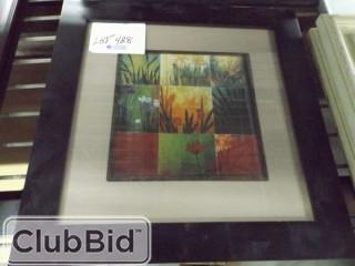 Abstract Plant Print Framed 16"x16"