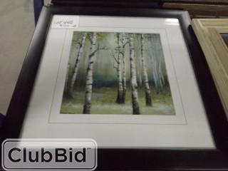 Qty of (2) Framed Birch Tree Paintings