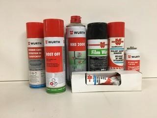 Lot of Miscellaneous Wurth Rust Off, Rubber Care Etc