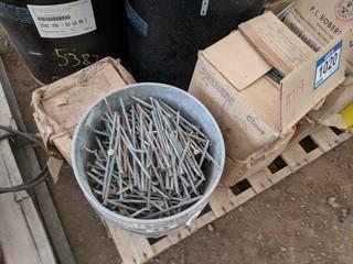 Lot of Assorted 5" Spiral Building Nails.