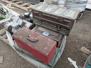 Lot of Assorted Ammo Storage Boxes & (1) Hand Tool Box.