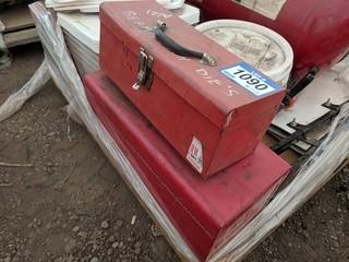 Lot of Assorted Plastic Storage Boxes & Metal Tool Boxes.