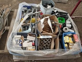 Lot of Assorted Pins, Pipe Elbows & Assorted Trailer Strap Ratchets.