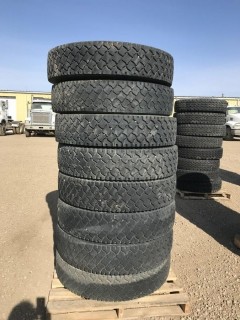 Selling Off-Site (8) 11R24.5 Trailer Tires. Location:  339 Aquaduct Dr., Brooks, AB Call Tim For Further Information 403-968-9430.