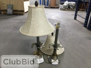 Qty of (2) Grey Decorative Lamps w/ Cream Shades