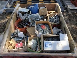 Lot of Assorted Fasteners c/o Metal Crews, Lag Bolts, Hex Bolts, Etc.