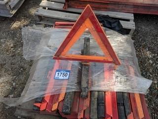 Lot of Assorted Reflective Warning Triangles.