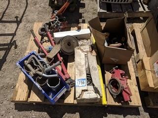 Lot of Assorted Shop Equipment c/o Chain Hoist, Bench Vise & Hub Sockets. Etc.