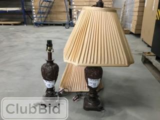 Qty of (2) Brown Lamps w/ Beige Shades